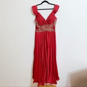 Jovani Red Silk Beaded Evening Gown Size 18 Formal Prom Gala Pageant Dress